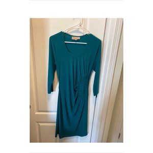 Fitted teal long sleeve dress